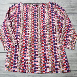 J.McLaughlin Women’s Large Catalina Cloth Shirt Top Geometric‎ Multi Print
